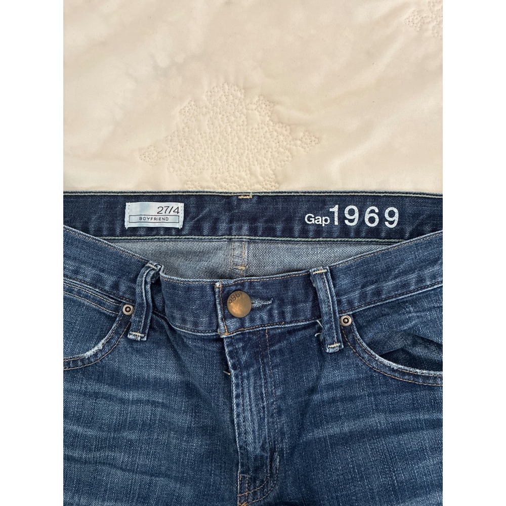 Gap 1969 Boyfriend Jeans Womens 27/4 Medium Wash Blue Denim Straight Leg Pants - Picture 4 of 5